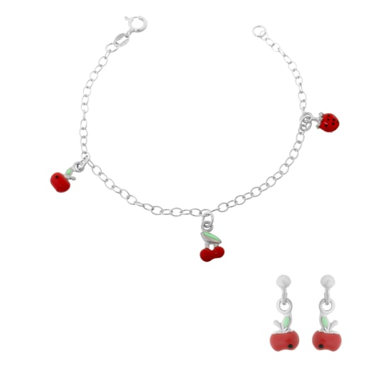 Orphelia 'Apple' Child's 925 Sterling Silver Set: Bracelet + Earrings - Silver SET-7149/1 - Image 1