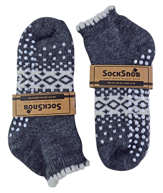 Sock Snob - Calcetines Tobilleros Térmicos de Lana Antideslizantes de Corte Bajo para Mujer - Gris Antracita - Image 2