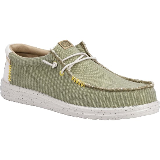HEYDUDE Wally Coastline Canvas Men's Olive Boat Shoes - Image 1