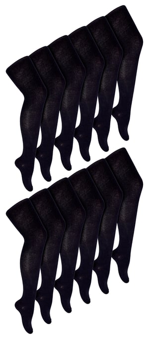 Paquete múltiple de 12 pares de medias de uniforme escolar para niñas | Sock Snob | Suaves y cómodas medias opacas para niños - Negro - Image 1