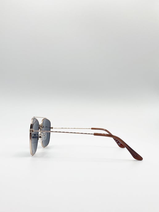 Metal Frame Aviator Style Square Sunglasses