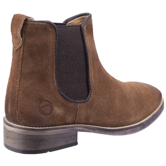 Cotswold Mens Corsham Town Leather Pull On Casual Chelsea Ankle Boots (Camel) - Image 4