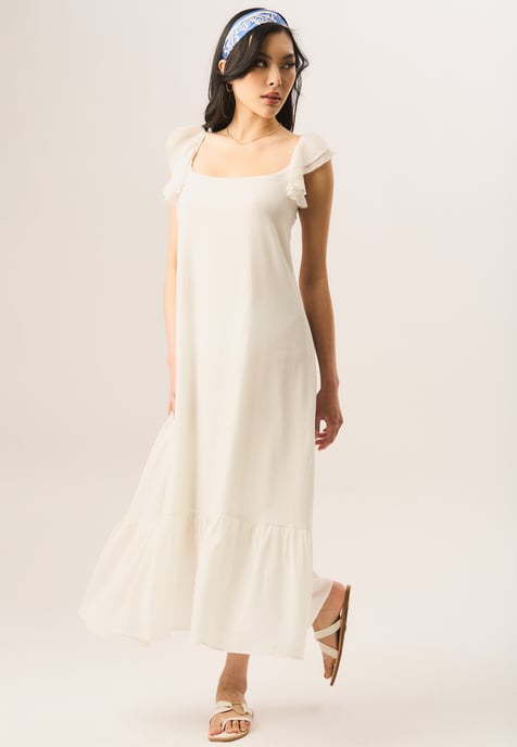 Ruffle Short Sleeve Maxi Dress