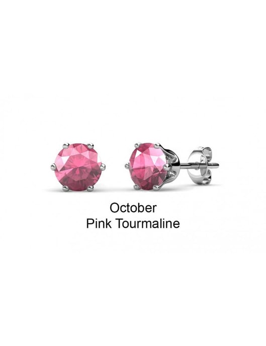 Pendientes Octubre con Piedra de Nacimiento - Plata y Rosa - Image 3