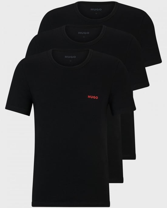 HUGO Mens  Three-Pack of Underwear T-Shirts in Cotton with Logos NOS
