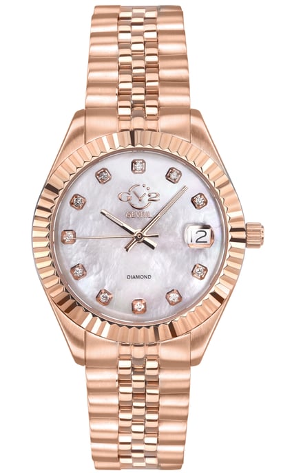 GV2 Naples 12403 Reloj de cuarzo suizo para mujer, acero inoxidable y fecha con diamantes - Image 1