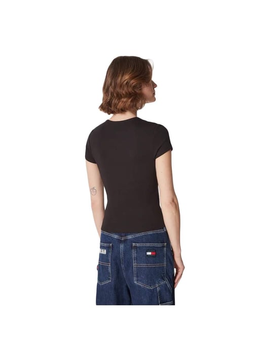 Camiseta Universal Essential Côtelé Tommy Hilfiger para mujer en negro - Image 3