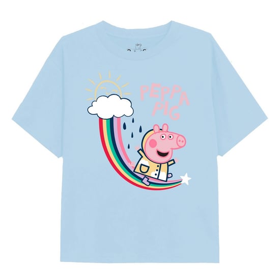 Peppa Pig Girls Rainbow slide T-Shirt (Light Blue)