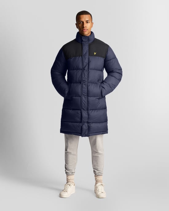 Chaqueta acolchada larga acolchada en azul marino de Lyle & Scott - Image 2