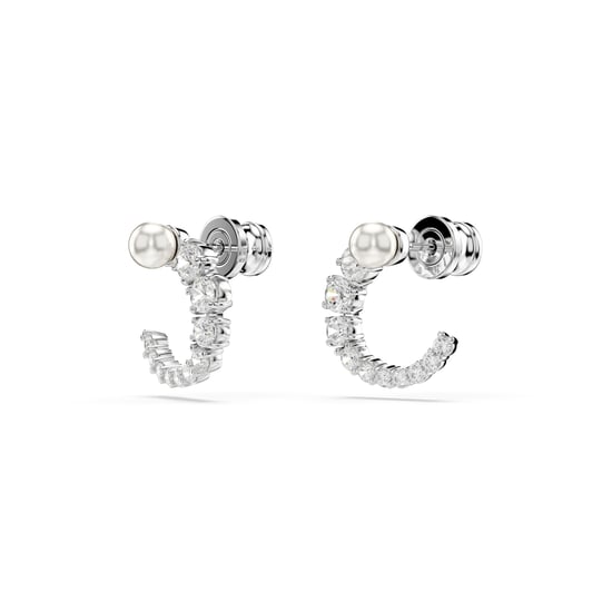 Swarovski 'Matrix' Women's Base Metal Hoop Earrings - Silver 5692260 - Image 3