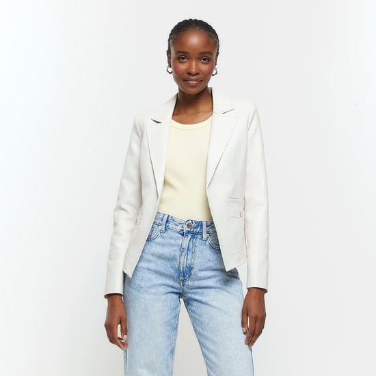 River Island Womens Blazer Stone Faux Leather