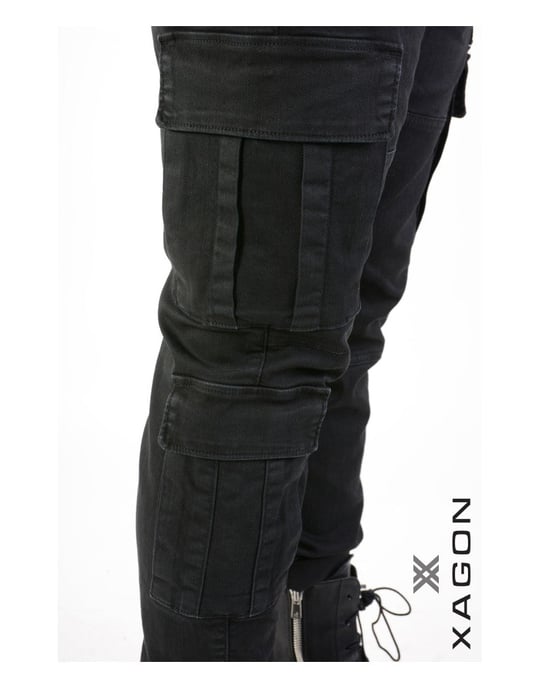 Xagon Pantalones Cargo del hombre negro - Image 5
