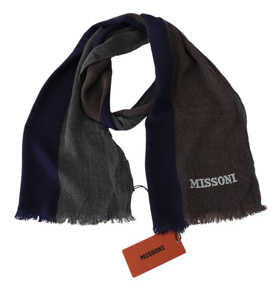 Missoni Men's Multicolor Striped Wool Unisex Wrap Fringes Scarf - Image 4
