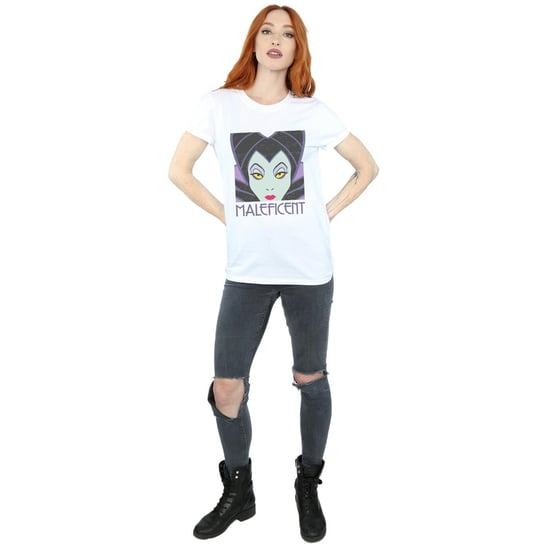 Disney Womens/Ladies Maleficent Cropped Head Cotton Boyfriend T-Shirt (White)