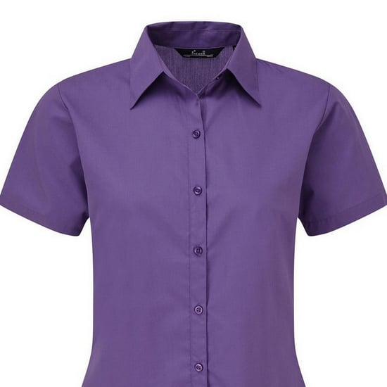 Premier Short Sleeve Poplin Blouse / Plain Work Shirt (Purple) - Image 2