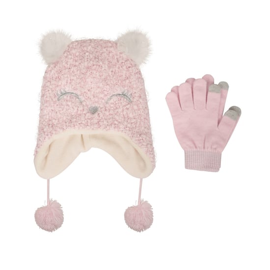 Mountain Warehouse Childrens/Kids Cosy Trapper Hat And Gloves Set (Pink) - Image 1