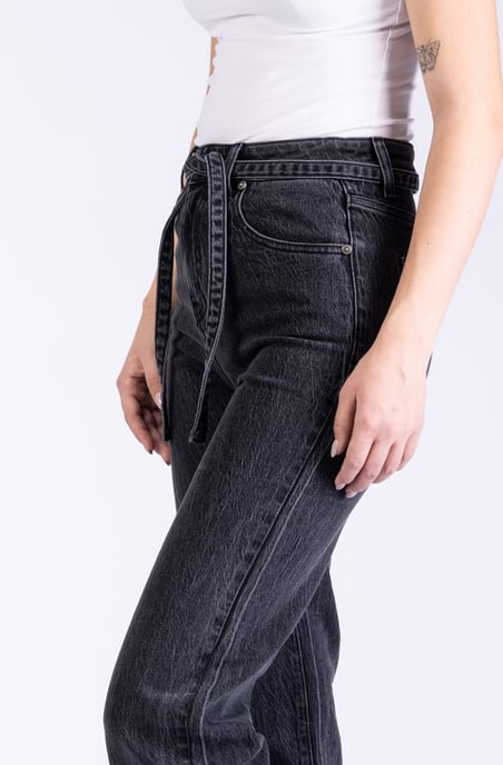 Liz Ladies Jeans Black Wide Leg