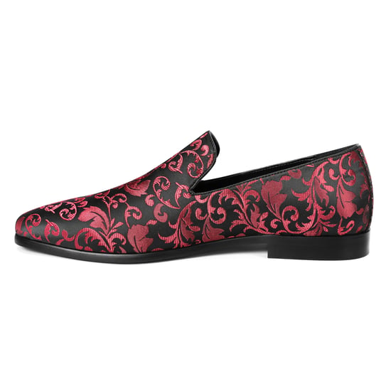 Men's Penny Loafers with Elegant Jacquard Red - Image 3