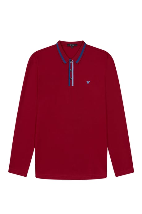 D-Rock Mens Long Sleeve Polo Shirt with Dual-Stripe Collar