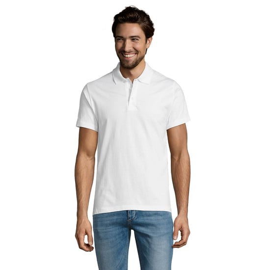 SOLS Mens Prescott Jersey Polo Shirt (White) - Image 1