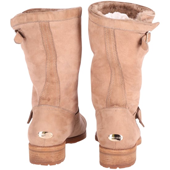 Jimmy Choo Flat Biker Boots in Nude Suede - Image 4