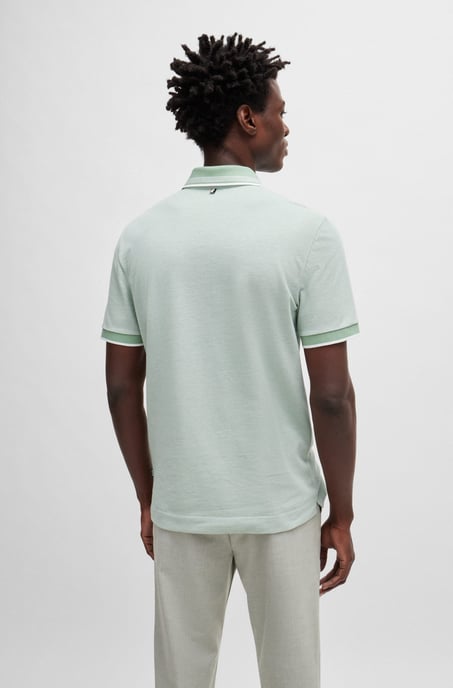 Men's Hugo Boss Logo Detail Oxford Cotton Piqué Polo Shirt in Green