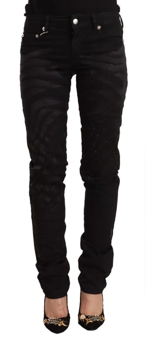Jeans ajustados negros de cintura media con adornos para mujer Just Cavalli - Image 1