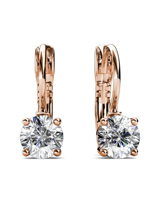 Pendientes Redondos - Oro Rosa y Cristal - Image 3