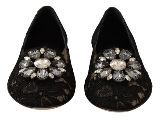 Zapatos Mocasines de Encaje Cristal Negro Taormina para Mujer de Dolce & Gabbana - Image 6
