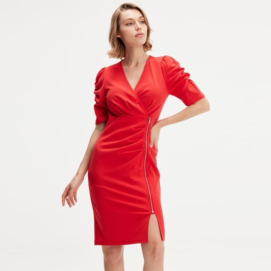 Jersey dress with zip side - Image 1