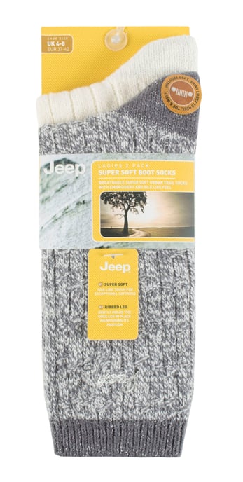 Jeep - 2 Pack Ladies Supersoft Hiking Boot Socks - Image 2
