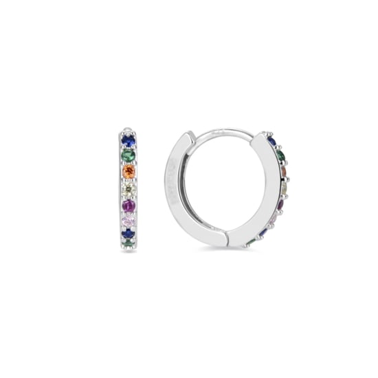 Luxenter valarys hoop earrings in 925 sterling silver and rhodium-plated finish multicoloured cubic zirconia
