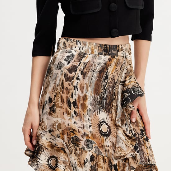 Long chiffon skirt with ruffles floral print - Image 4
