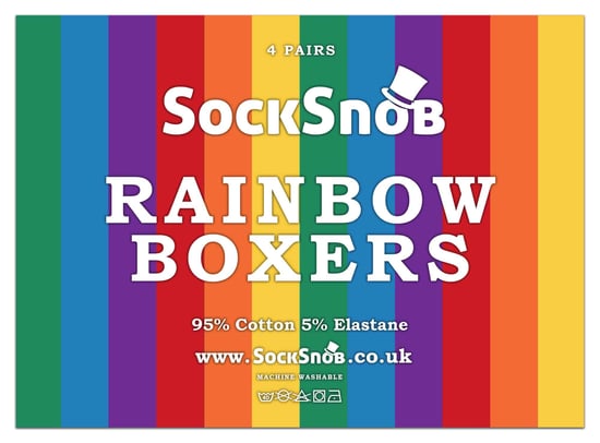 4 Pack Mens Multipack Soft Cotton Novelty Striped Rainbow Boxer Shorts Underwear - Rainbow - Image 2