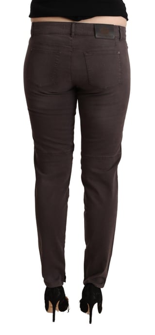 Pantalones ajustados de cintura baja para mujer en algodón marrón Ermanno Scervino - Image 3