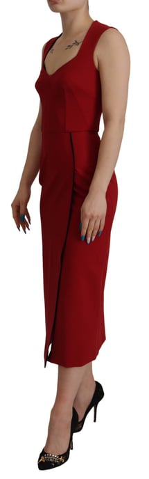 Vestido Midi Ceñido Rojo con Escote Corazón de Dolce & Gabbana para Mujer - Image 4