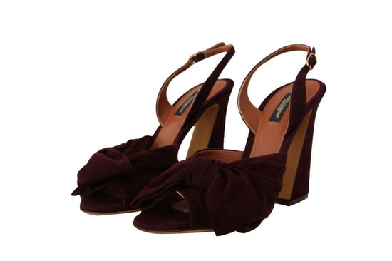 Sandalias de tacón con correa al tobillo de ante púrpura oscuro para mujer de Dolce & Gabbana - Image 2