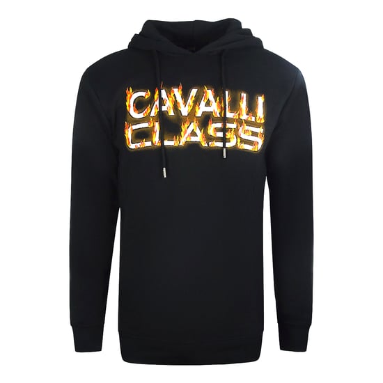 Cavalli Class Fire Logo sudadera con capucha negra - Image 1