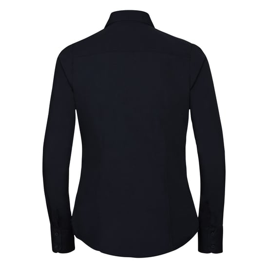 Russell Collection Womens/Ladies Polycotton Slim Long-Sleeved Shirt (French Navy) - Image 2