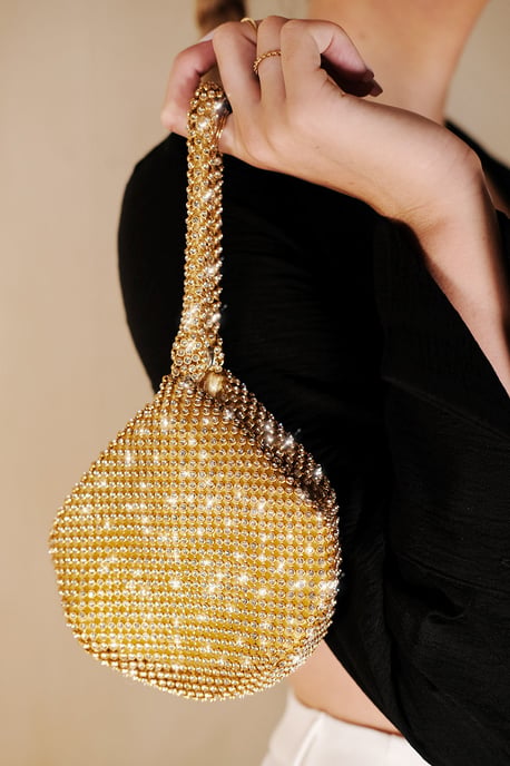 Where's That From Womens Diamante Mini Chainmail Pouch Bag In Rose Gold