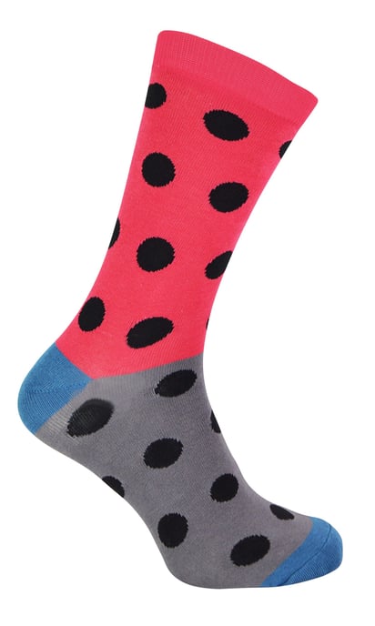 Mr Heron - Mens Bamboo Socks | Novelty Funky Socks | Patterned Argyle Striped Socks | Breathable Soft | Gifts for Him - Spots (Red) - Image 1