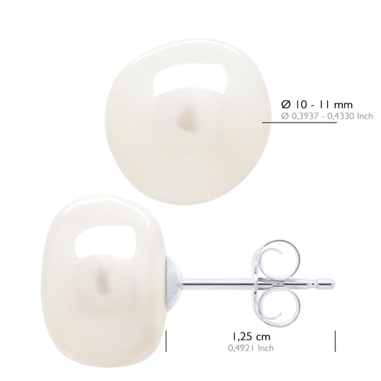 Earrings of Silver 925 and Real Cultured Freshwater Pearls Baroque 10 - 11 mm - Image 2