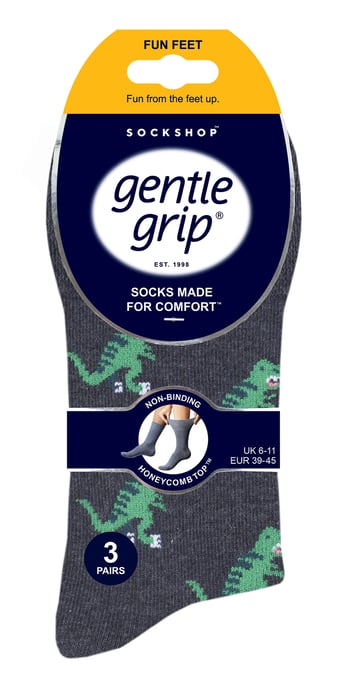 Gentle Grip - 6 Pares Calcetines No Elásticos - Dinosaurios - Image 2