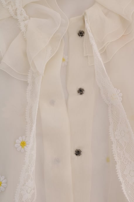 Camisa de Seda con Apliques de Margarita Blanca Dolce & Gabbana - Image 6