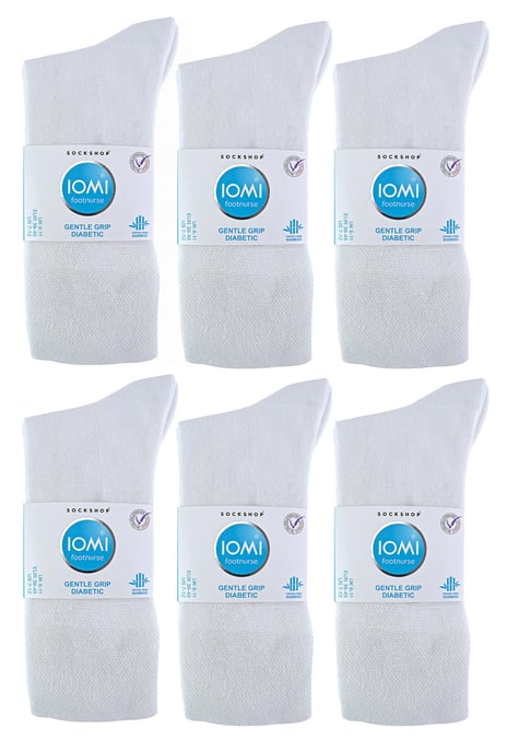 IOMI - Paquete múltiple de 12 pares de calcetines diabéticos de bambú para hombre - Blanco - Image 2