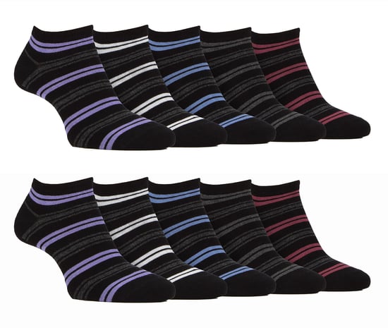 10 Pares de Calcetines de Bambú para Hombre | Farah | Striped Cushioned Ankle Socks - Black Stripe - Image 1