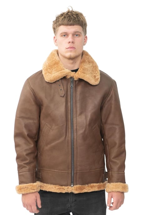 Chaqueta de aviador de piel de oveja B3 WW2 para hombre - Houston - Image 1