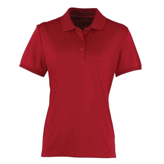 Premier Womens/Ladies Coolchecker Pique Polo Shirt (Burgundy) - Image 1