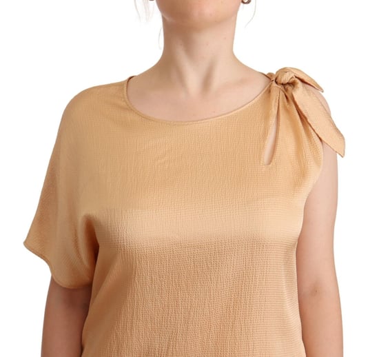 Vestido recto de una sola manga en beige para mujer Moschino, a la altura de la rodilla. - Image 4