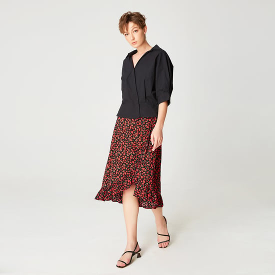 Cross-ruffles and floral print skirt - Image 4